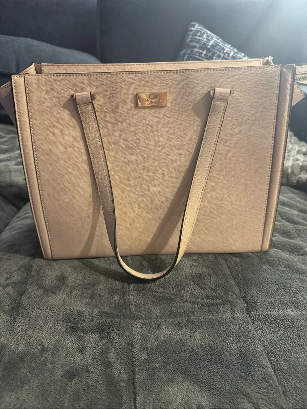 kate spade blush beige structured tote